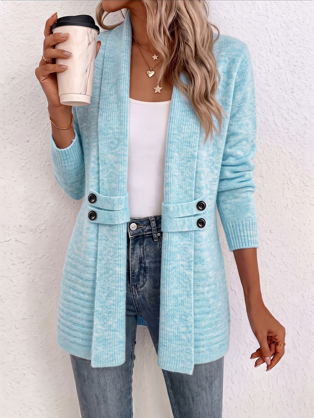Sylvana | Marled Button-Tab Cardigan