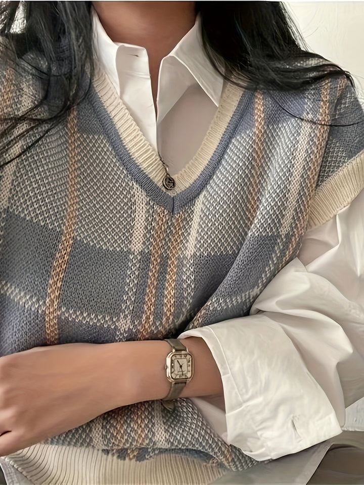 Rosalie | Argyle V-Neck Sweater Vest