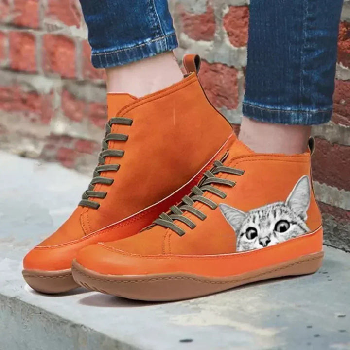 Sylvie | Cat-Print High-Top Sneakers