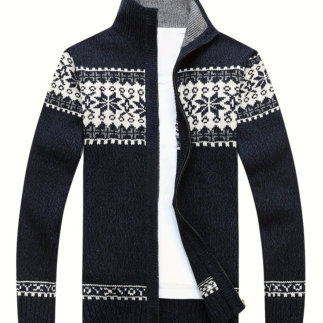 Reuben | Nordic-Pattern Zip Cardigan