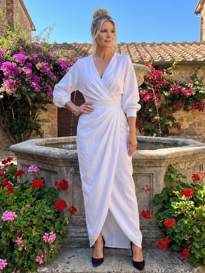 Cecilia | Draped Wrap Midi Dress