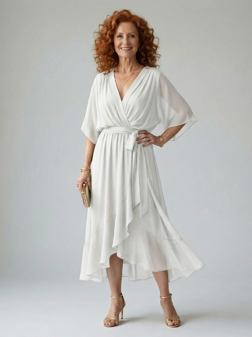 Diana | Flowing Drape Midi Dress