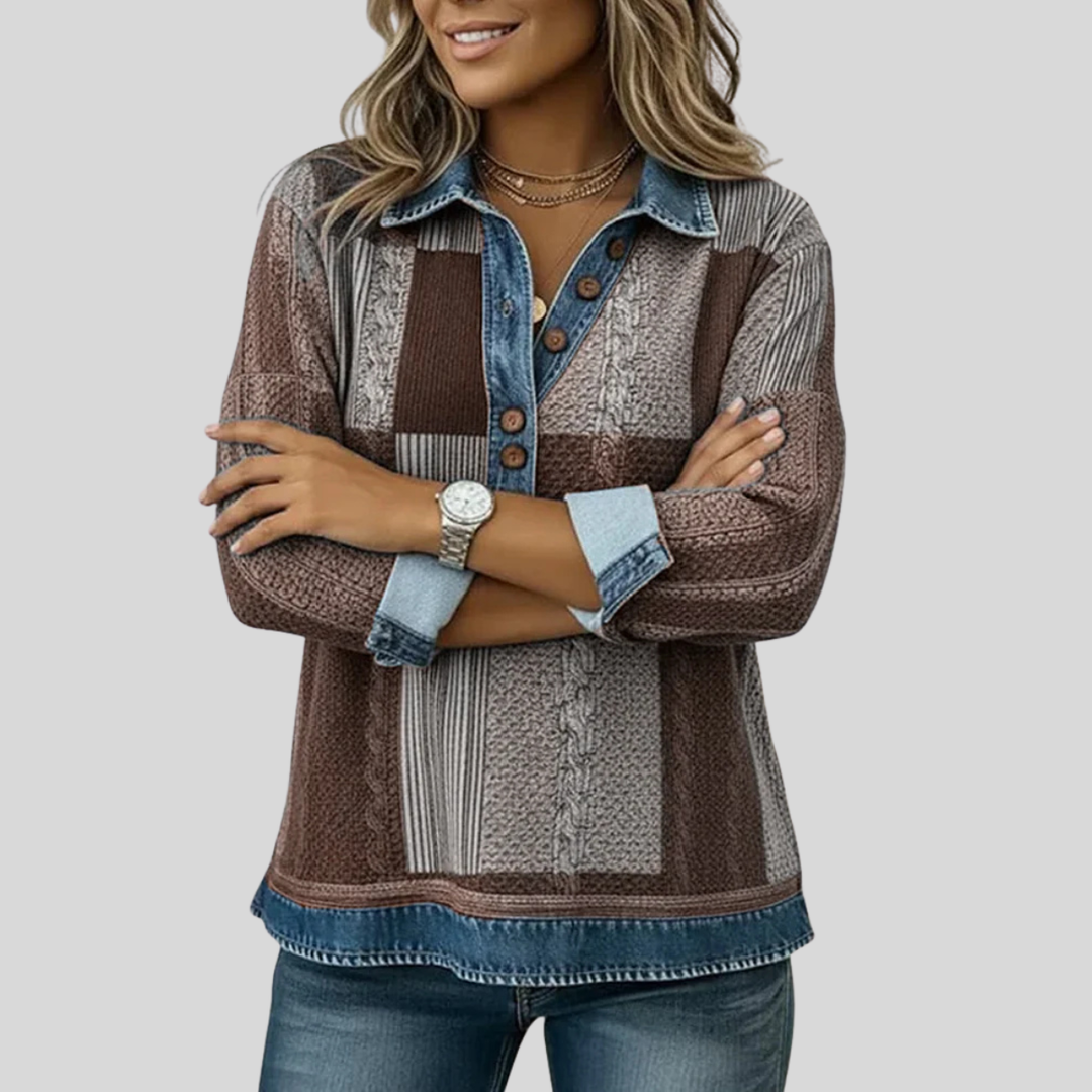 Denise | Patchwork Collared Top