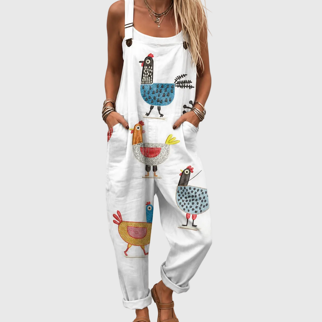 Hermione | Playful Chicken Print Jumpsuit