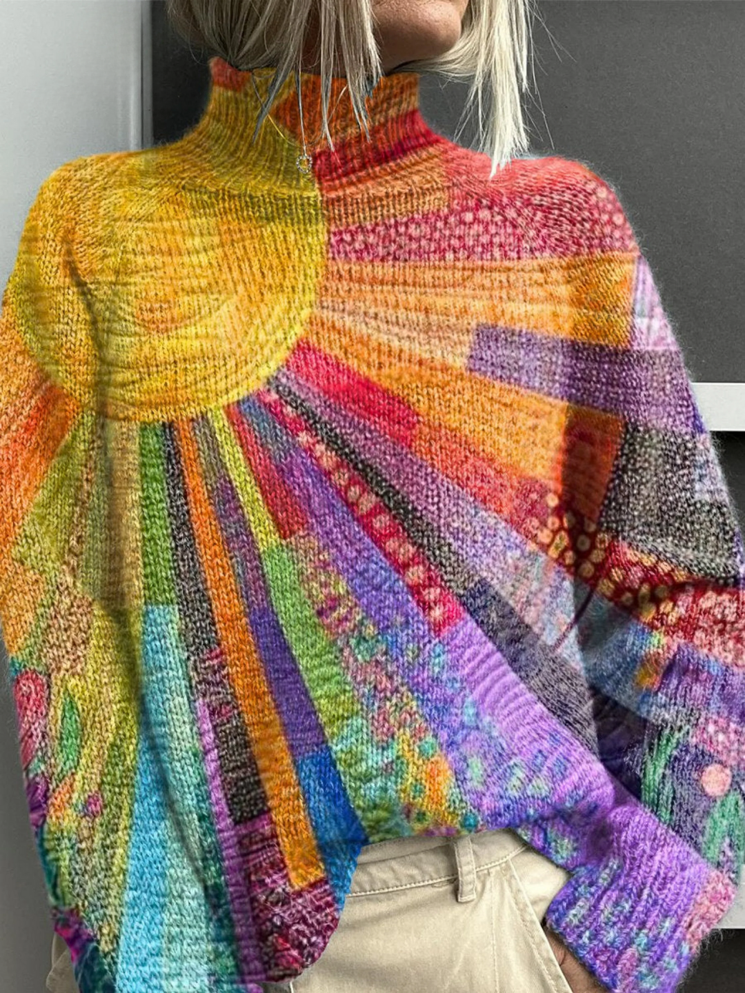 Opal | Radiant Sunburst Turtleneck Jumper