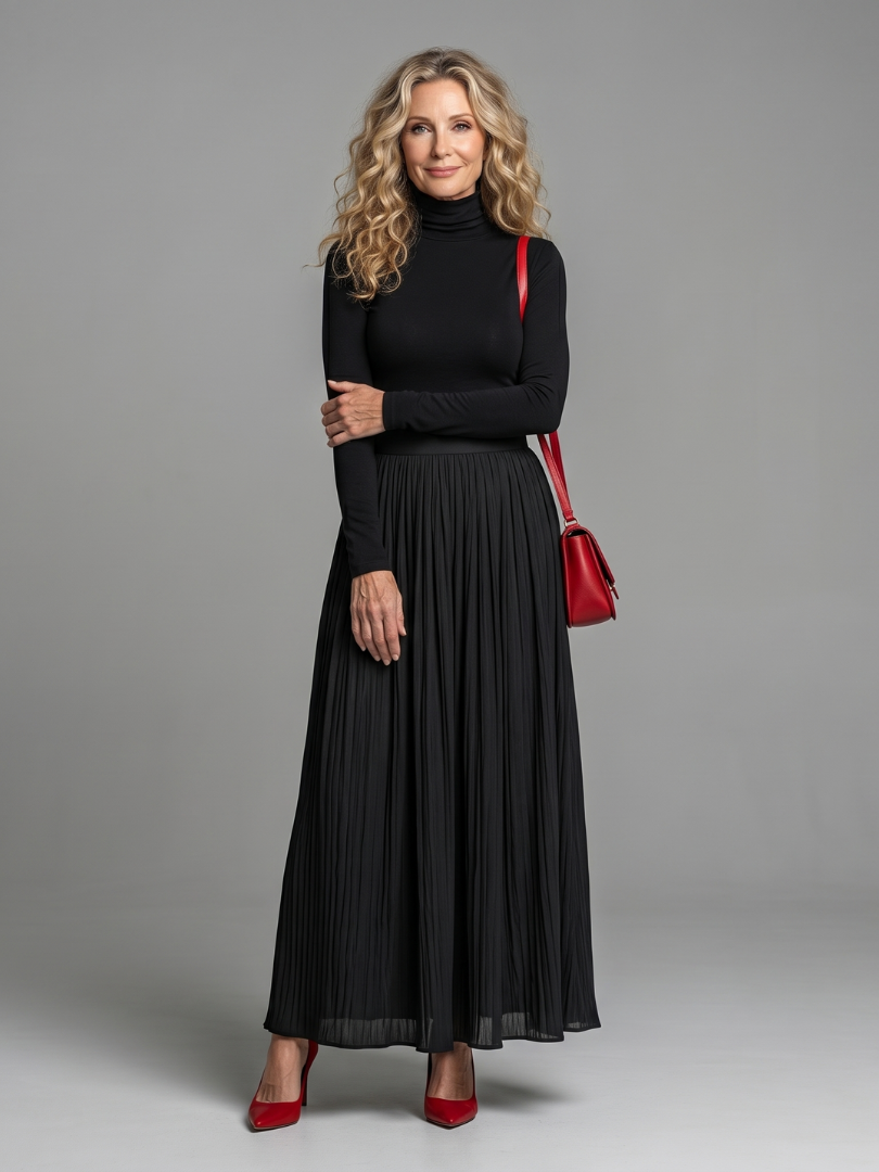 Diane | Long-Sleeve Turtleneck Midi Dress
