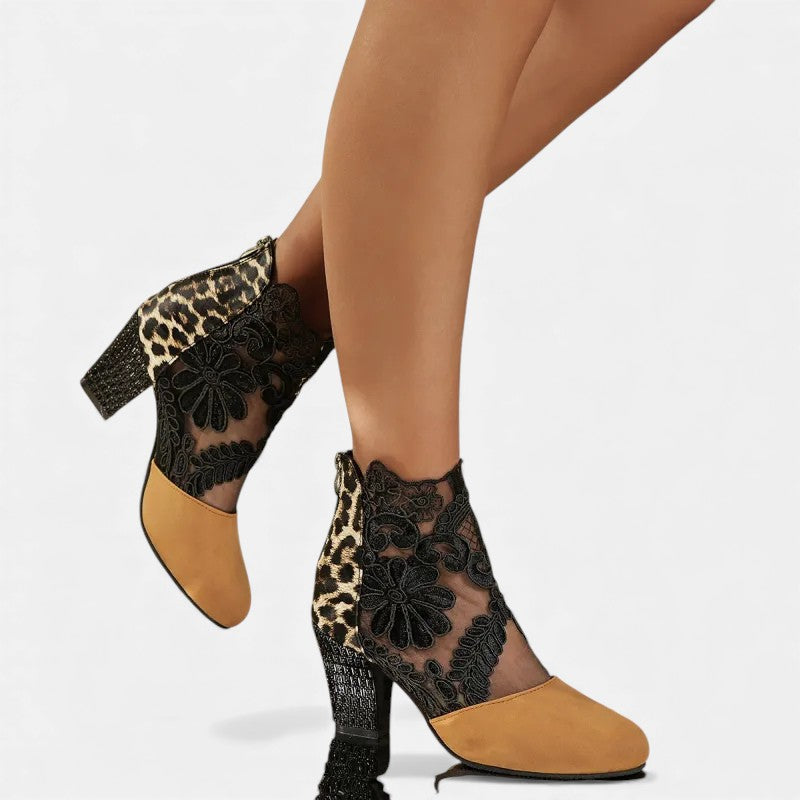Rosina | Floral Lace Heeled Ankle Boots