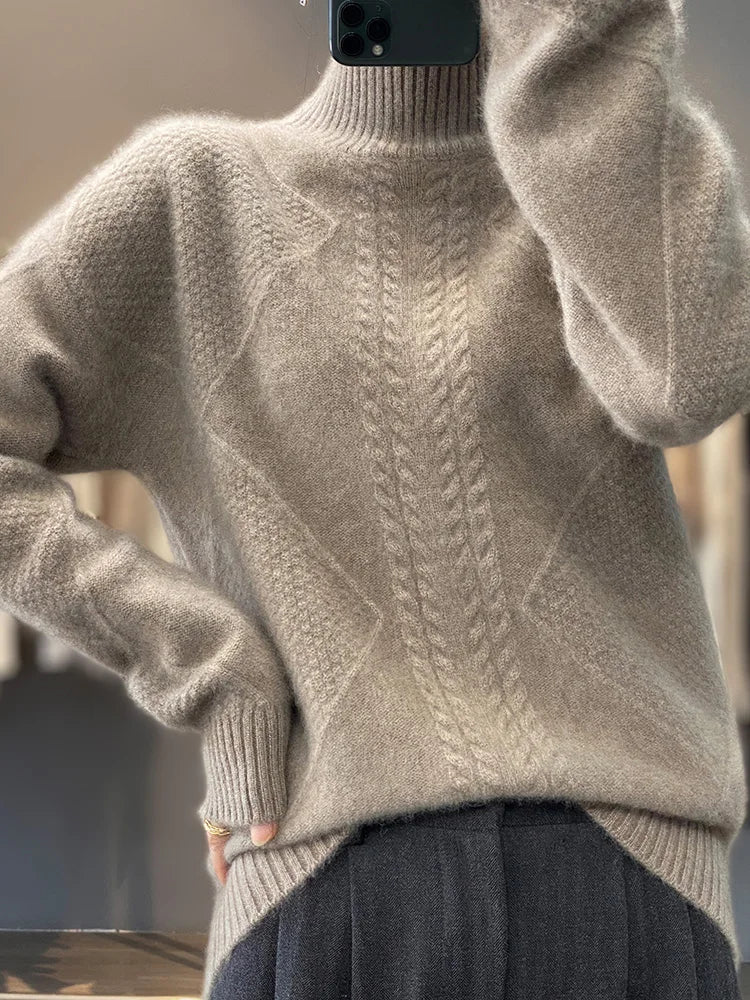Corinna | Cable-Knit Mock-Neck Jumper