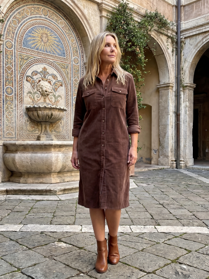 Darcy | Button-Front Patch Pocket Midi Dress