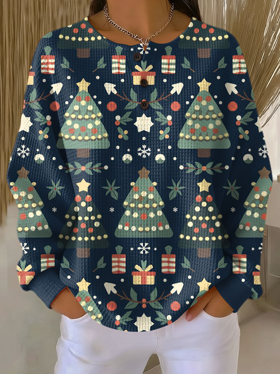 Holly | Festive Button-Neck Top