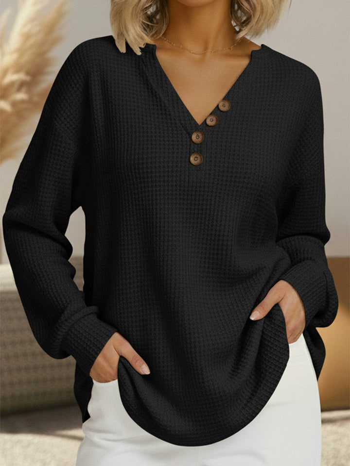 Marisol | Relaxed Button Notch-Neck Top