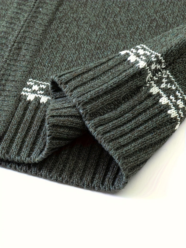 Reuben | Nordic-Pattern Zip Cardigan