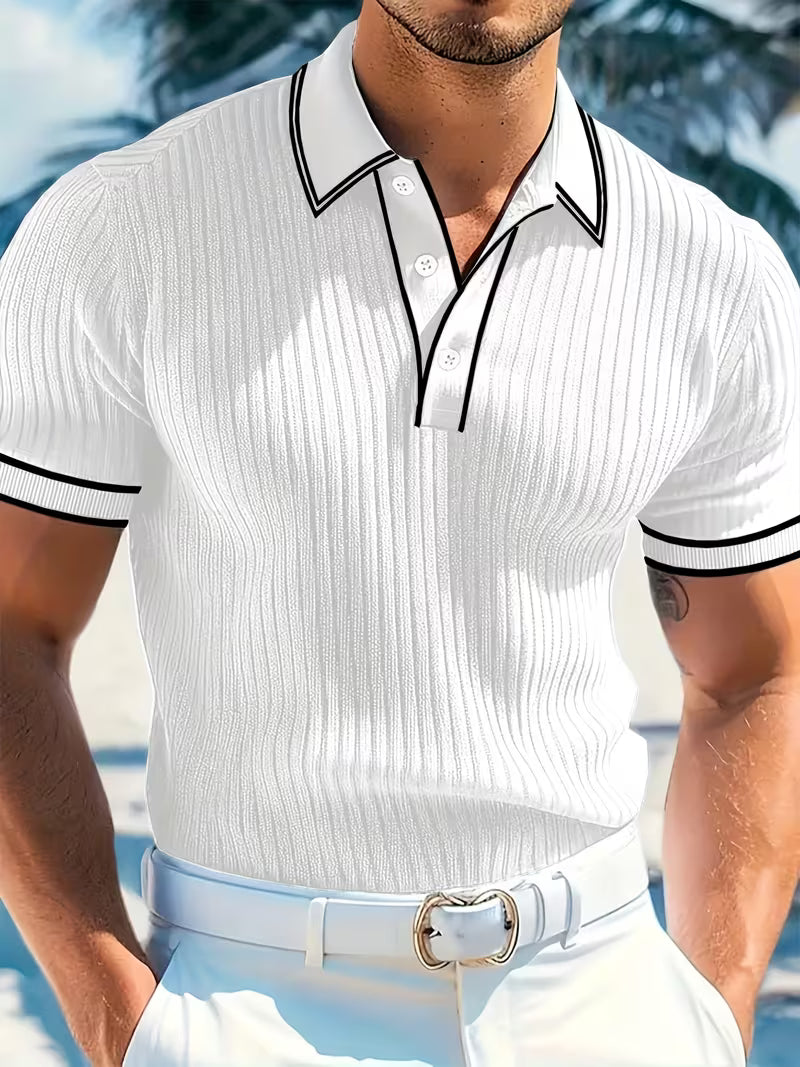 Everett | Tipped Ribbed Short Sleeve Polo Shirt