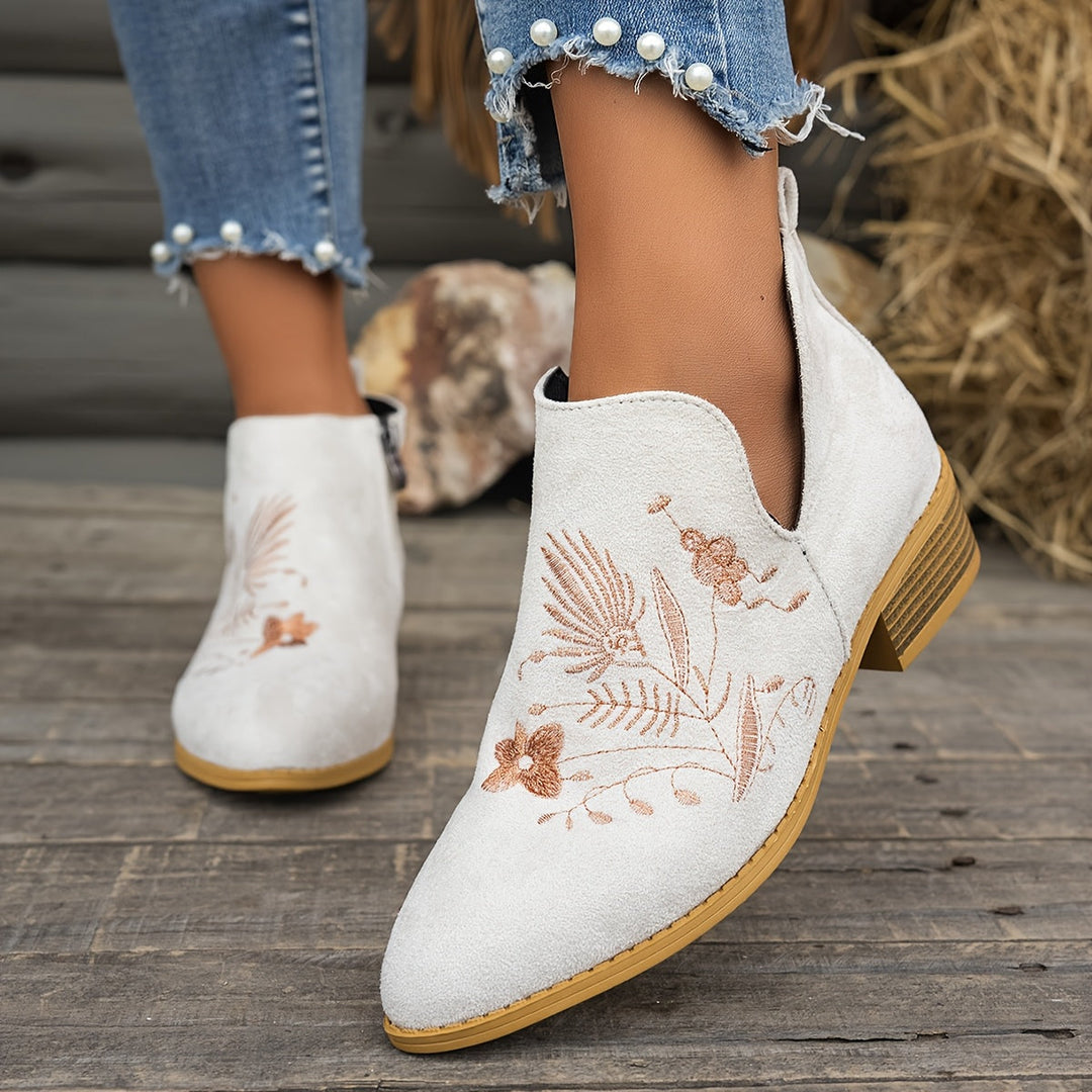 Annabel | Embroidered Ankle Boots