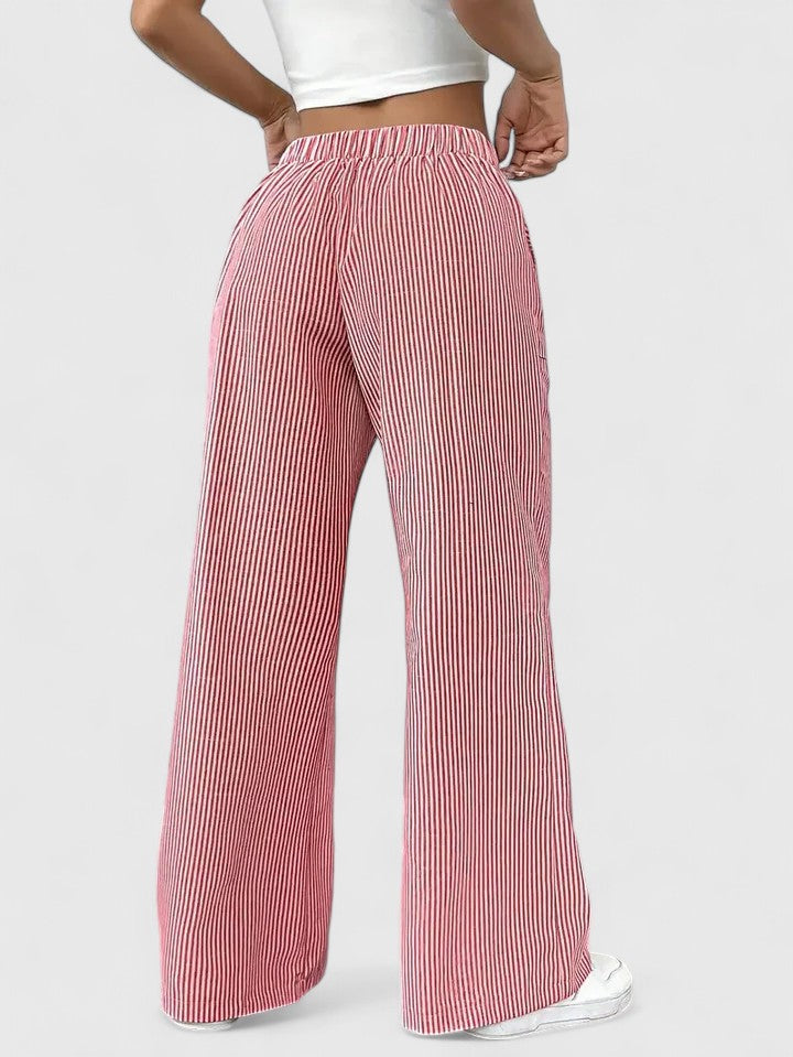 Dorothea | Fine-Stripe Wide-Leg Trousers