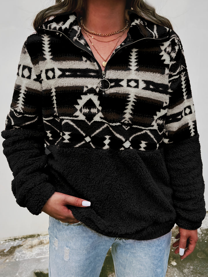 Coralie | Aztec-Pattern Half-Zip Pullover