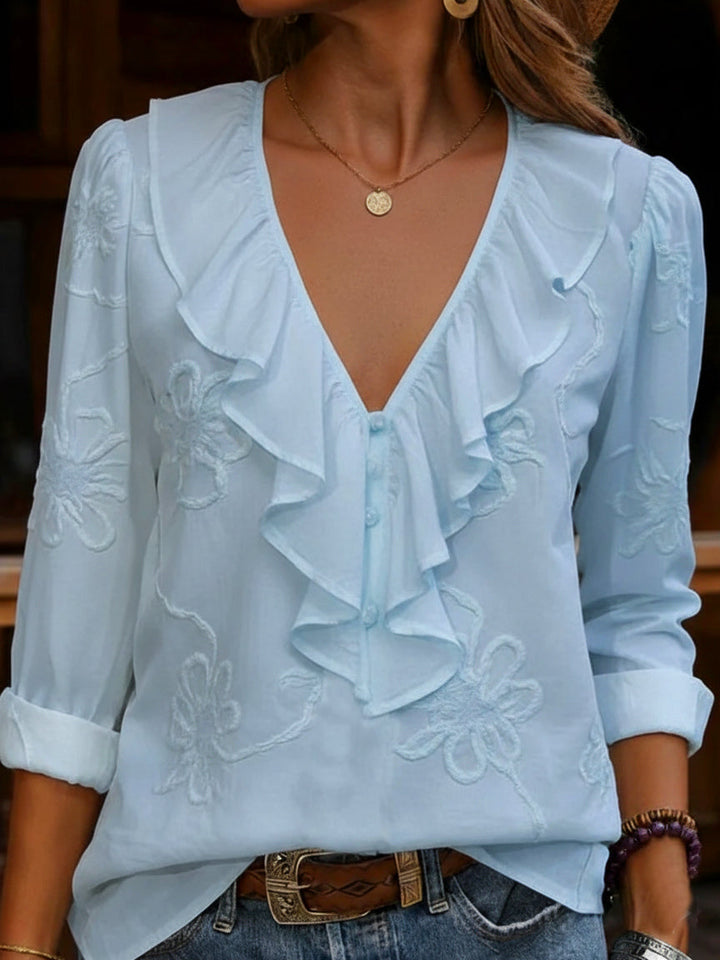 Rebecca | Ruffled V-Neck Blouse
