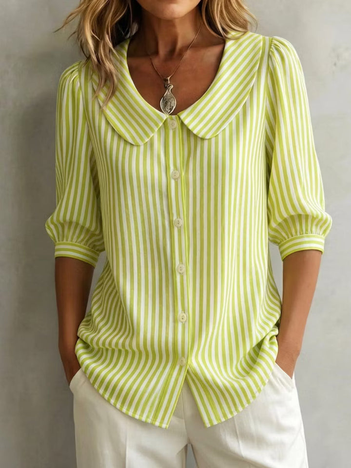 Kathryn | Refined Striped Peter Pan Collar Blouse