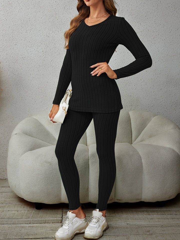 Marguerite | Ribbed Loungewear Two-Piece Set