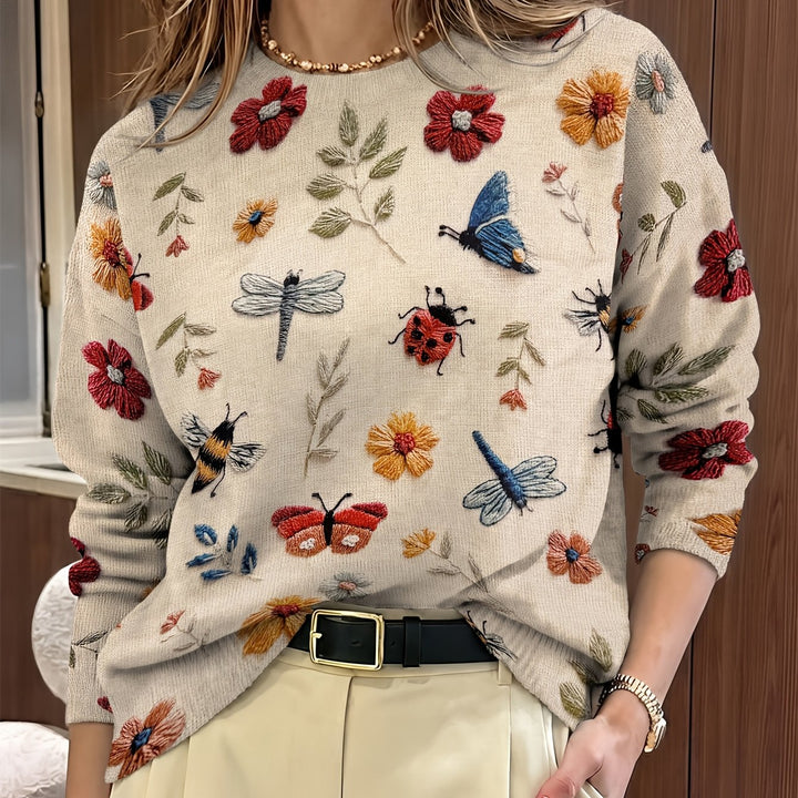 Sylvia | Embroidered Botanical Crewneck Jumper