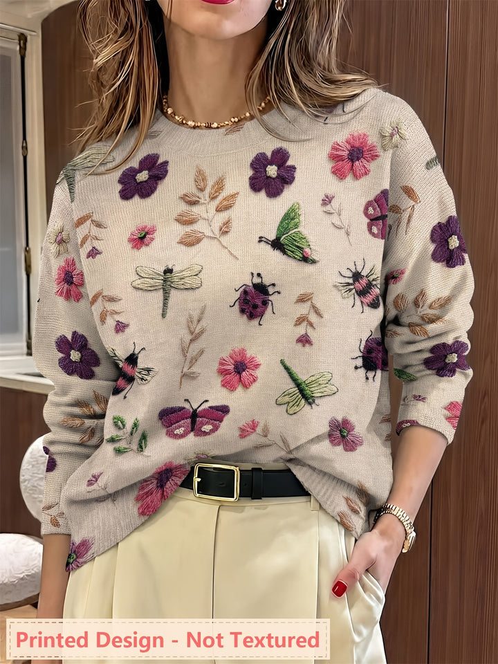 Sylvia | Embroidered Botanical Crewneck Jumper