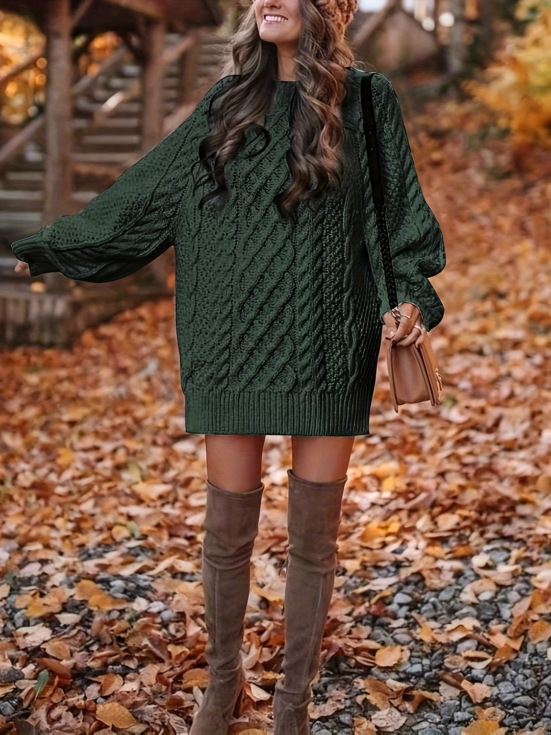 Elowen | Textured Cable-Knit Jumper Dress