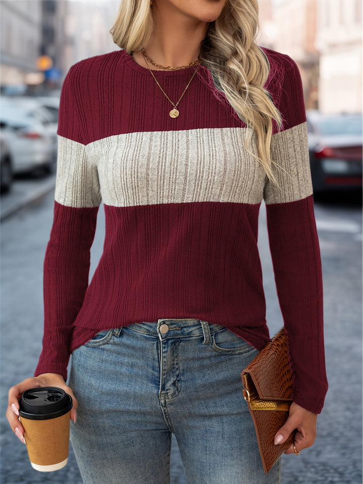 Delia | Colour-Block Long Sleeve Top