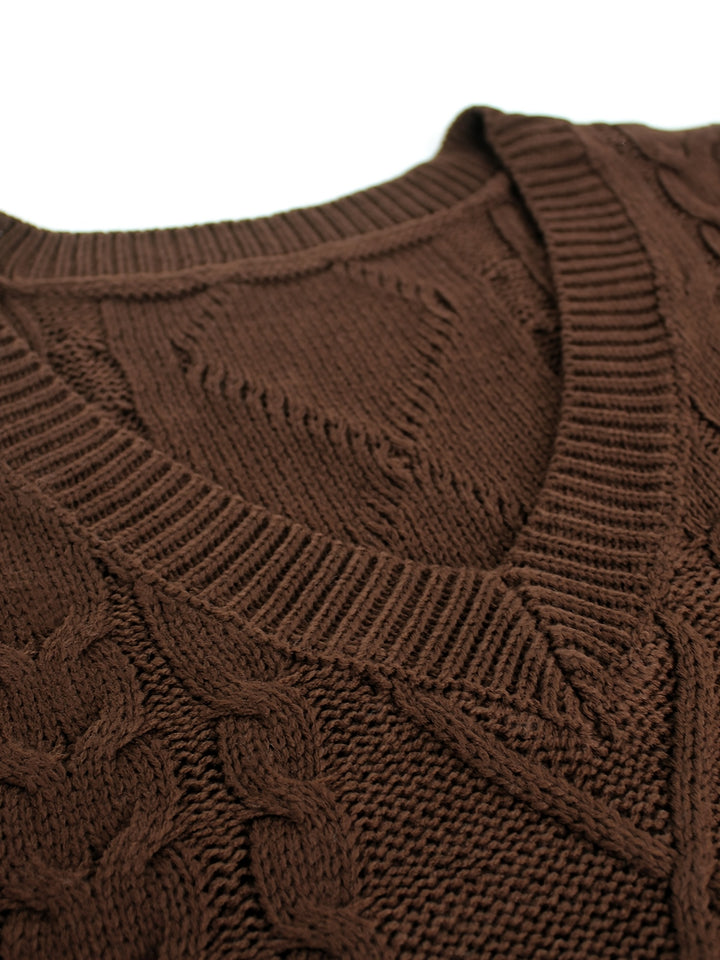 Vivian | Cable-Knit V-Neck Sweater Vest