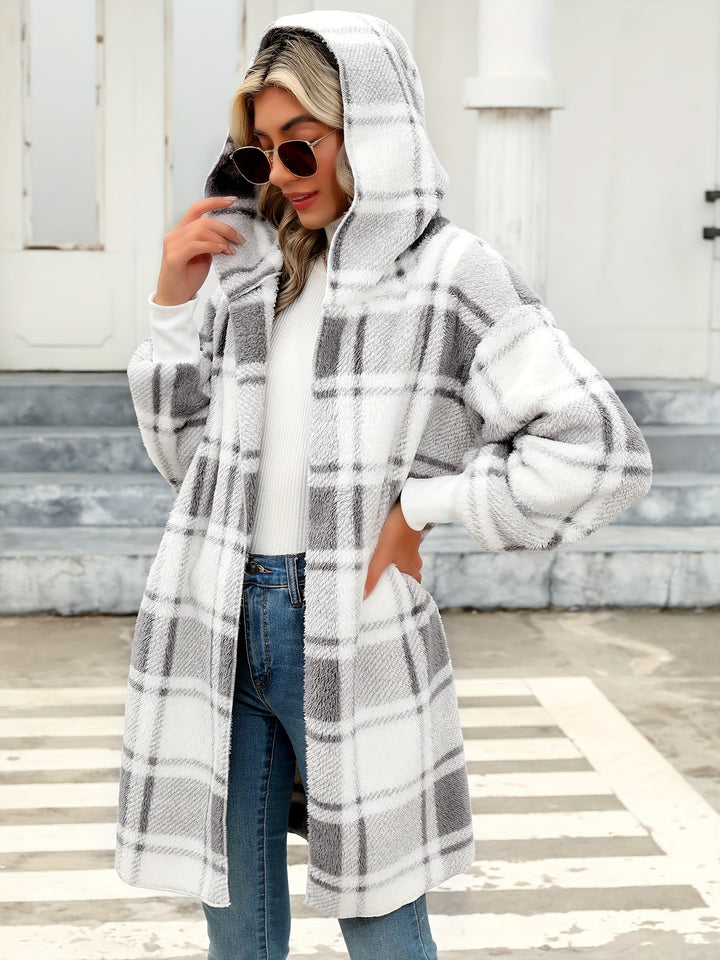 Esther | Hooded Plaid Cardigan