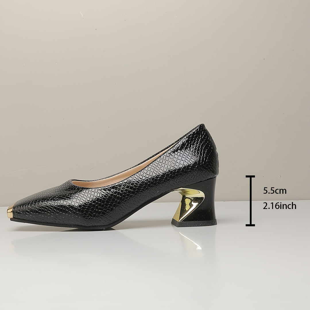 Isabelle | Elegant Square-Toe Block-Heel Pumps