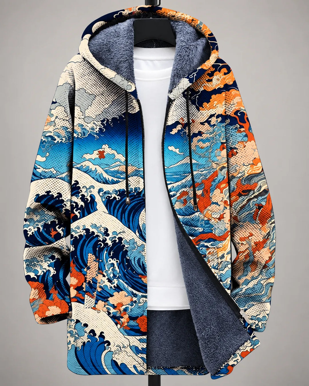 Weston | Artful Wave-Print Hooded Jacket