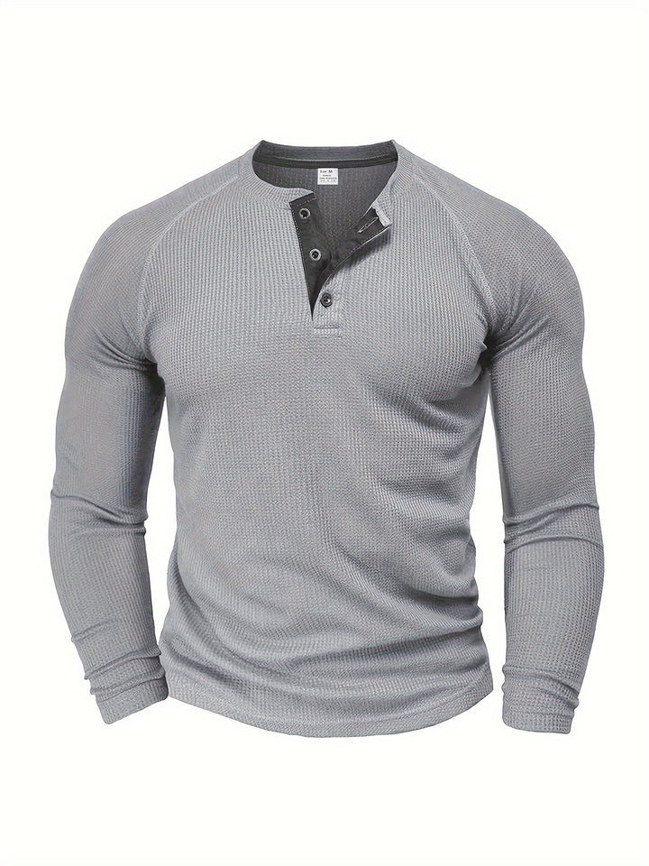 Roland | Textured Button-Placket Long-Sleeve Top