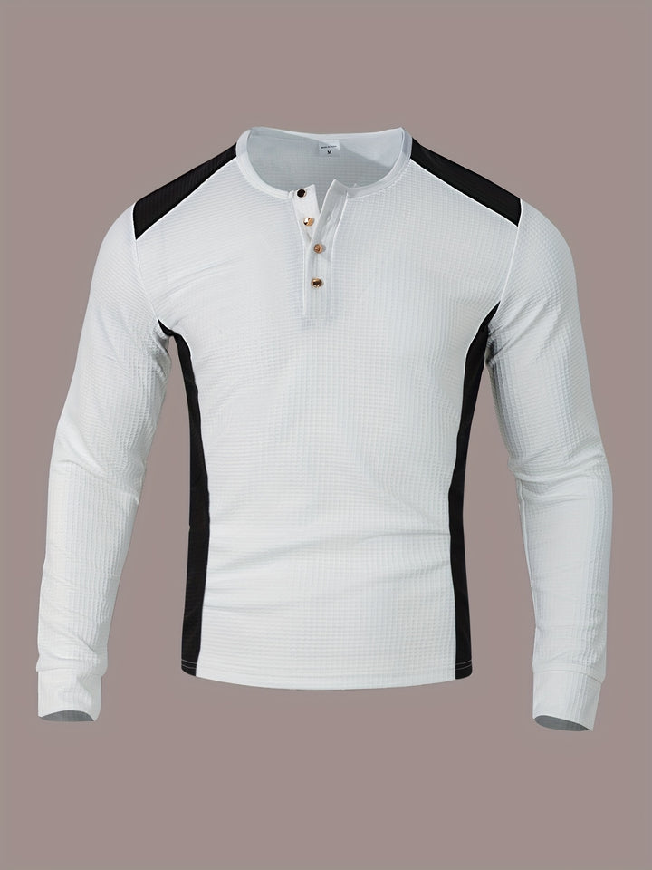 Bryce | Textured Contrast Henley Shirt