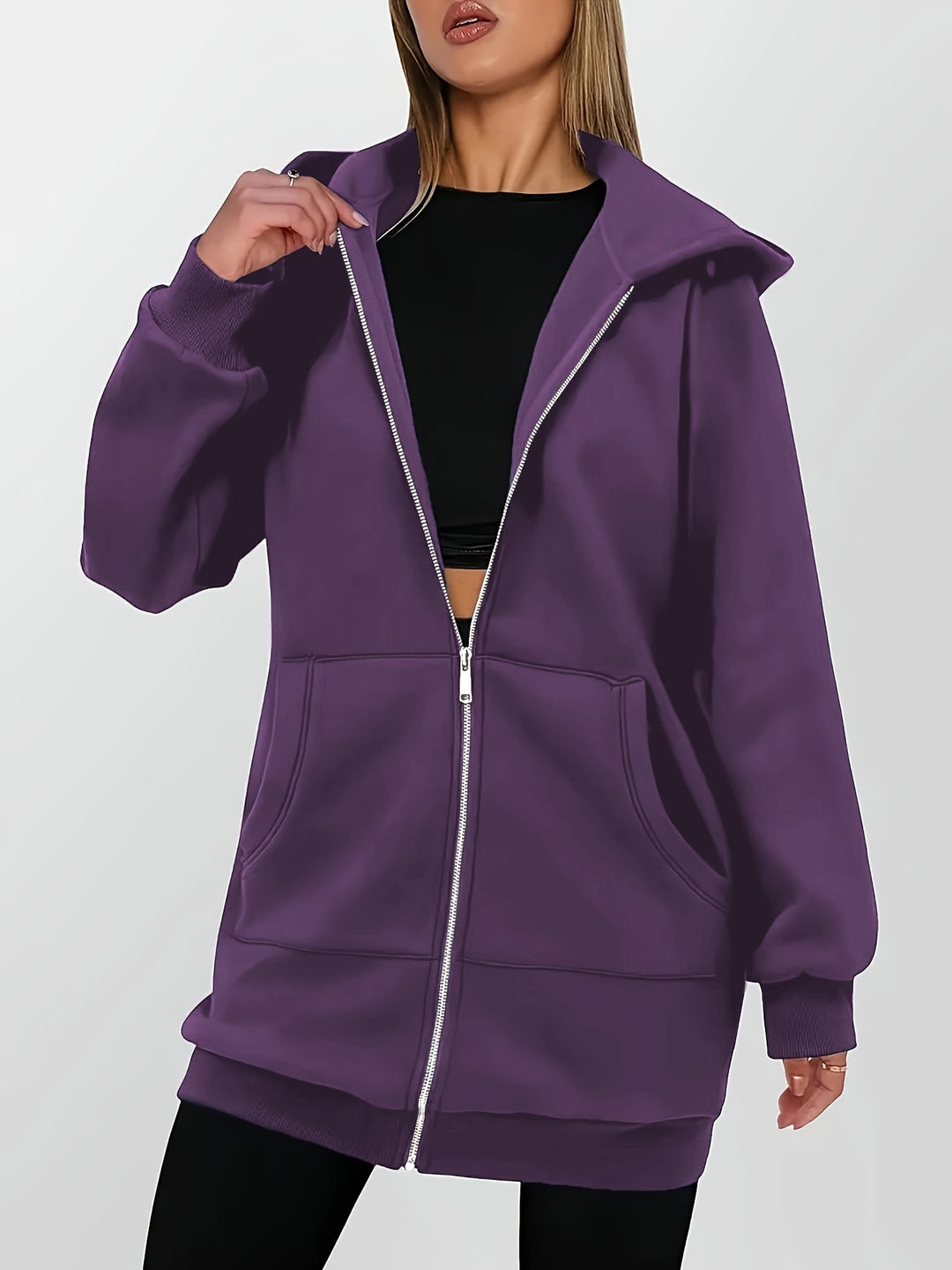 Bronwen | Longline Hooded Zip Jacket