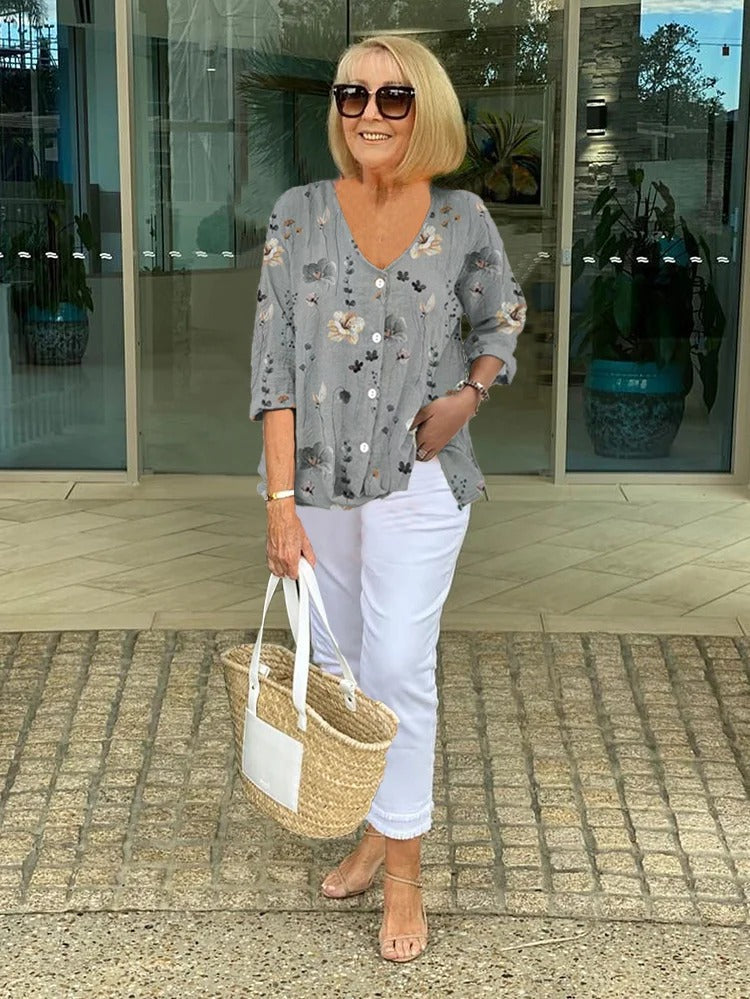Wendy | Floral Button Tunic Top