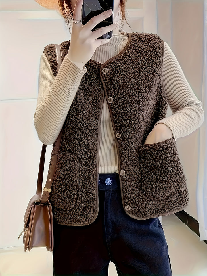 Roxanne | Textured Button-Front Gilet
