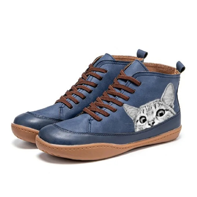 Sylvie | Cat-Print High-Top Sneakers