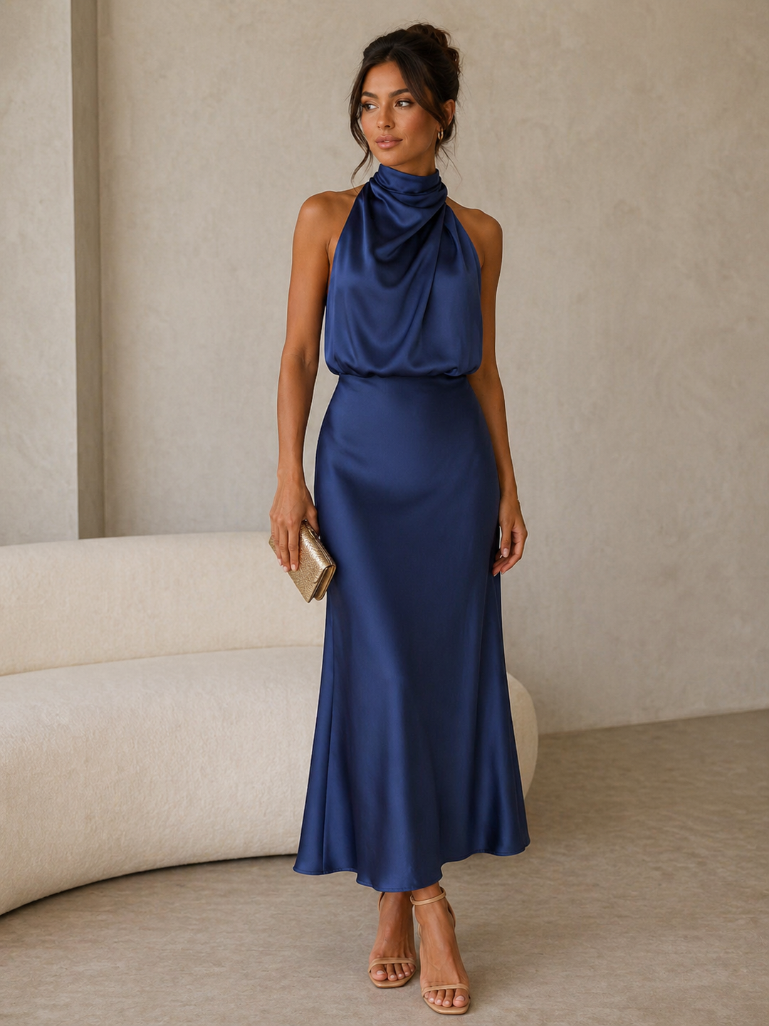 Emilia | Draped Halter Maxi Dress