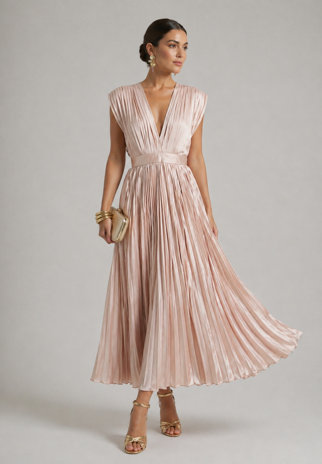 Estella | Elegant Pleated Midi Dress
