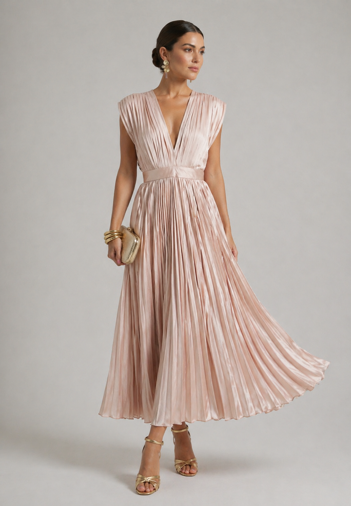 Estella | Elegant Pleated Midi Dress