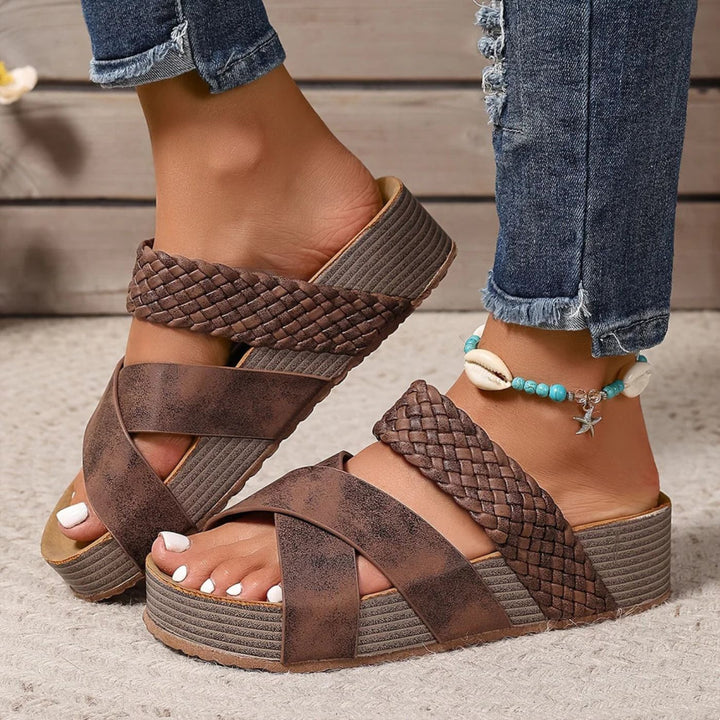 Marisol | Woven Cross-Strap Platform Sandals