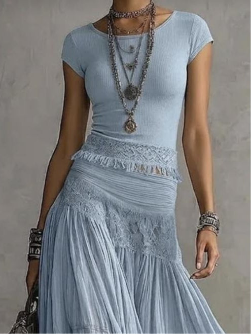 Rosanne | Lace-Panel Two-Piece Set