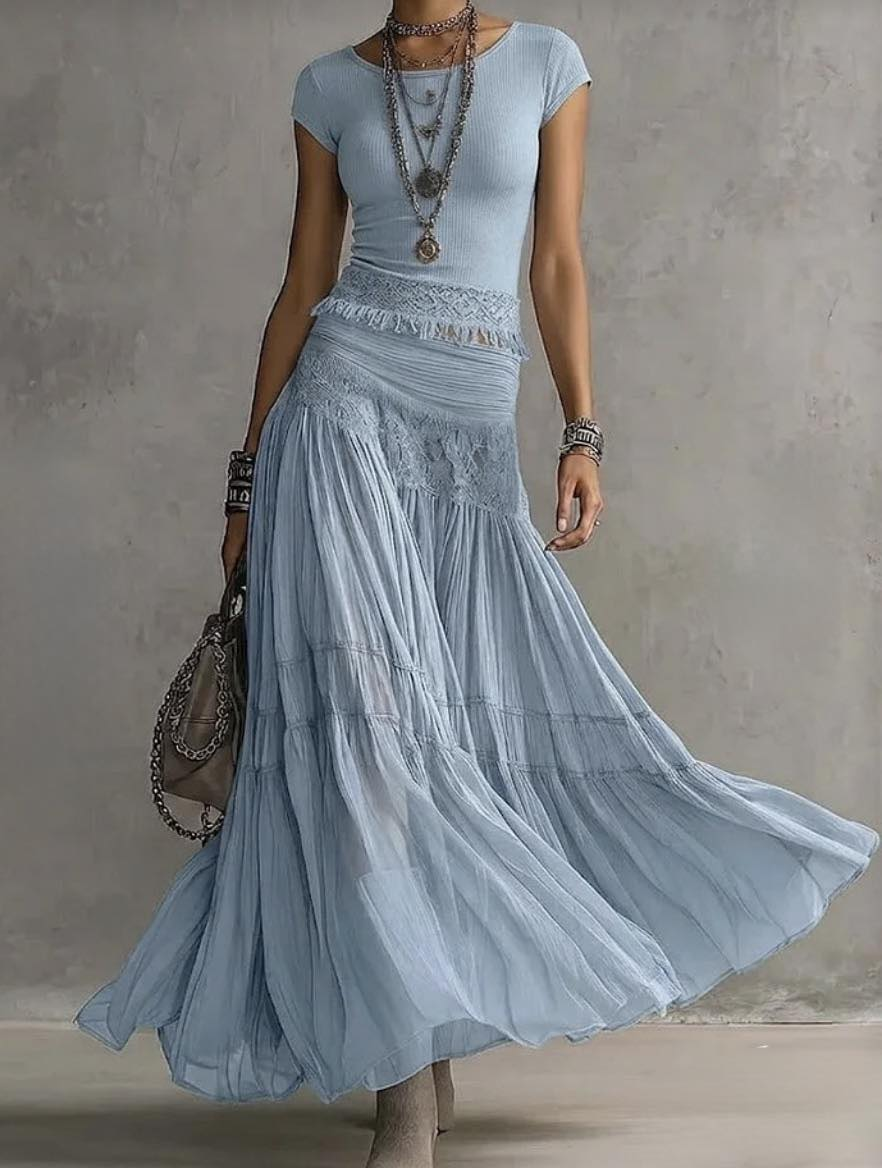 Rosanne | Lace-Panel Two-Piece Set