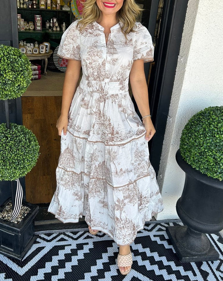 Prudence | Illustrated Scenic Maxi Dress