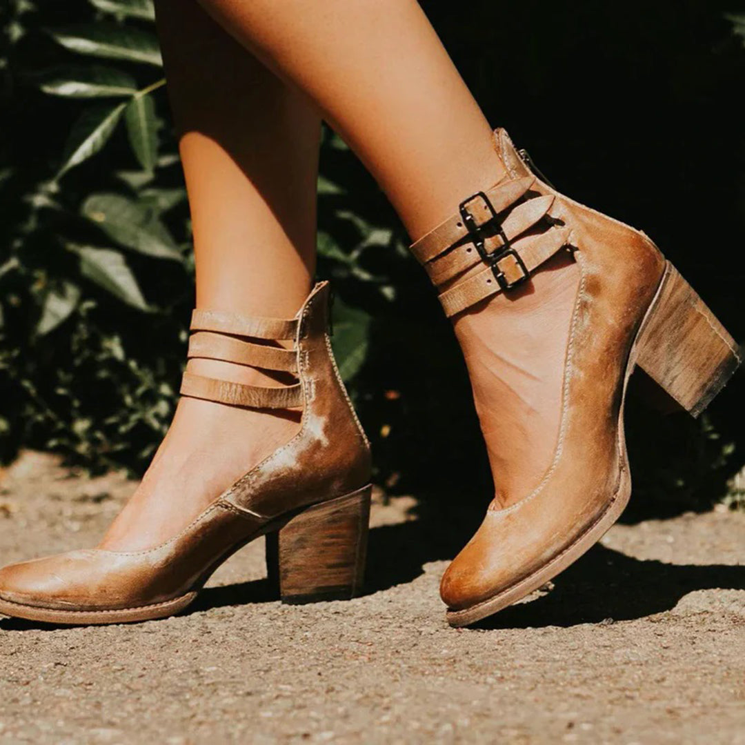 Estella | Buckled Block-Heel Ankle Boots