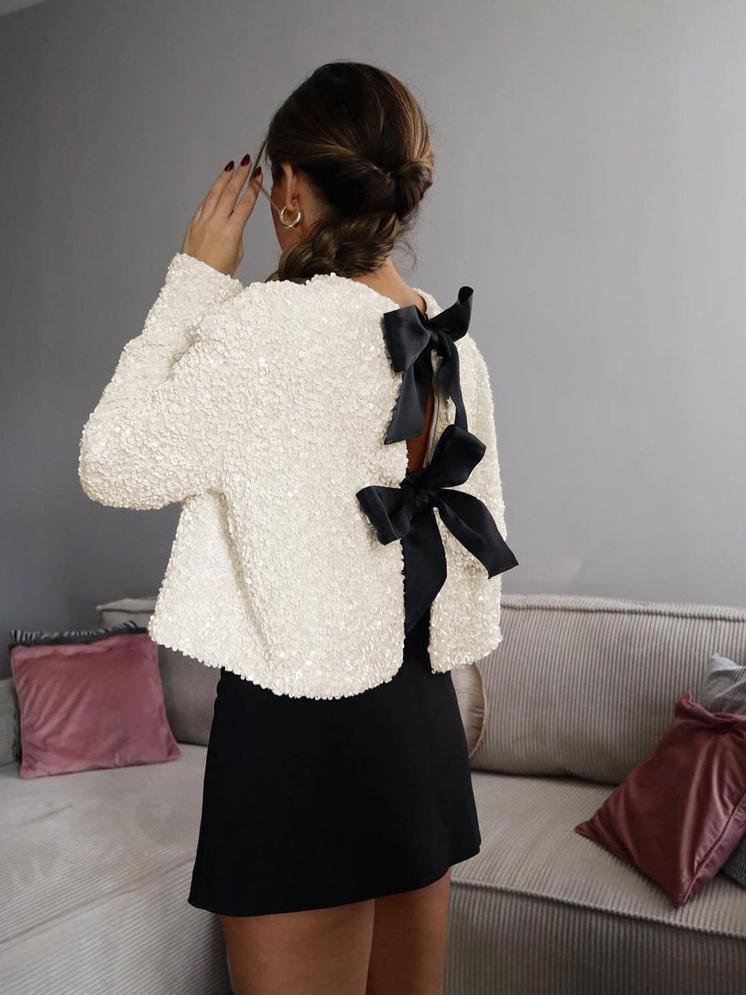 Jacqueline | Shimmering Bow-Detail Jacket