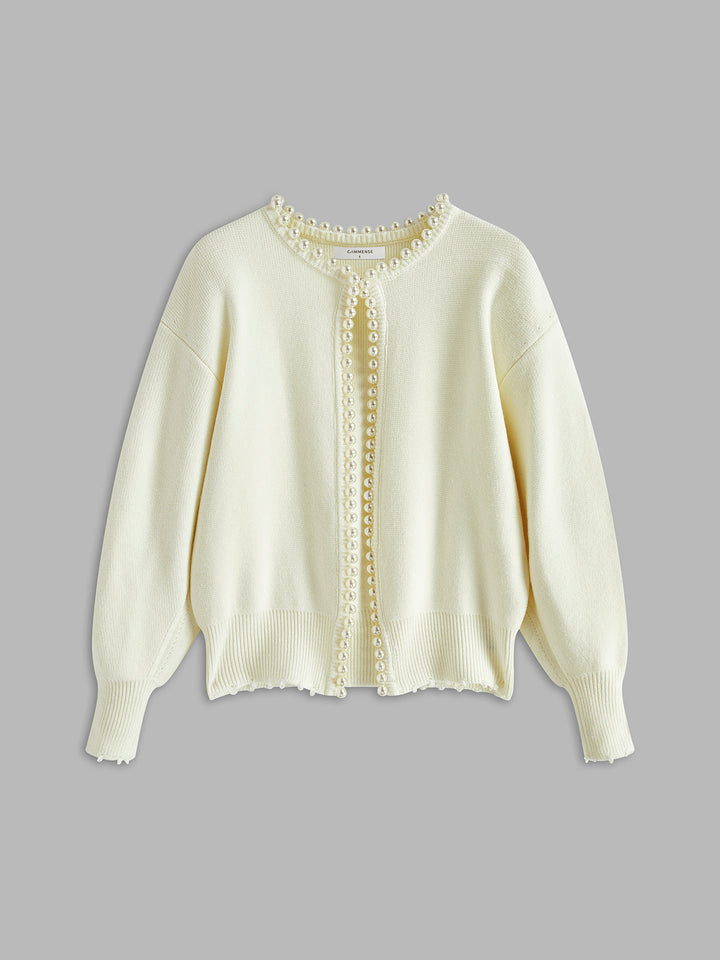 Katherine | Pearl-Trimmed Cardigan