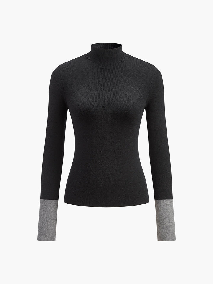 Annette | Contrast-Cuff Mock Neck Jumper