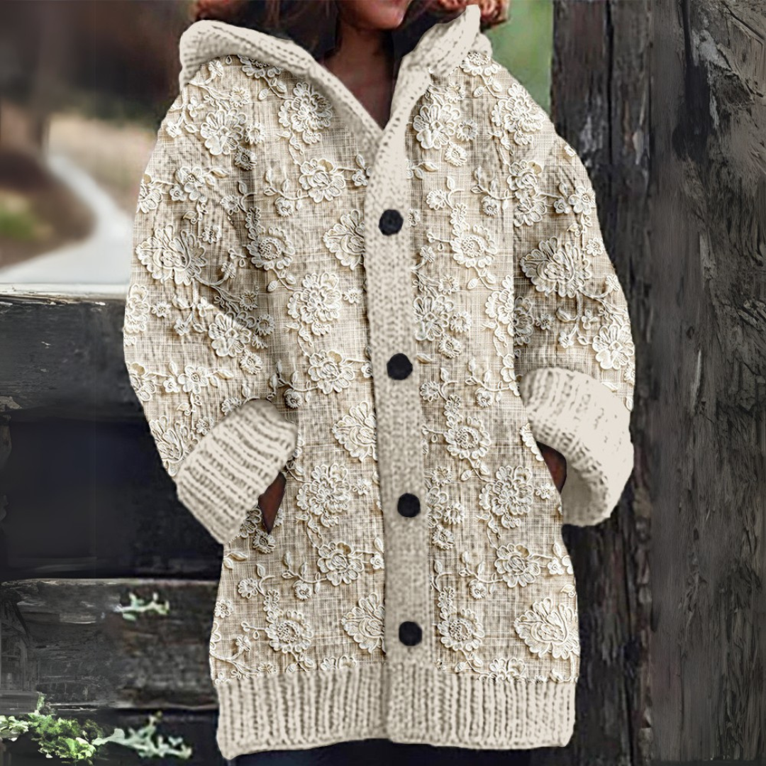Freda | Patterned Hooded Knit Cardigan