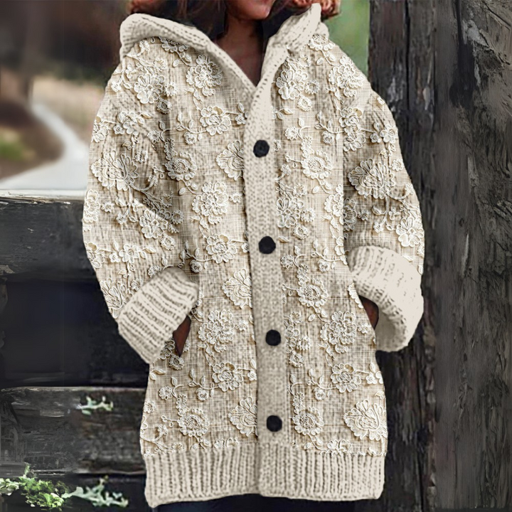 Freda | Patterned Hooded Knit Cardigan